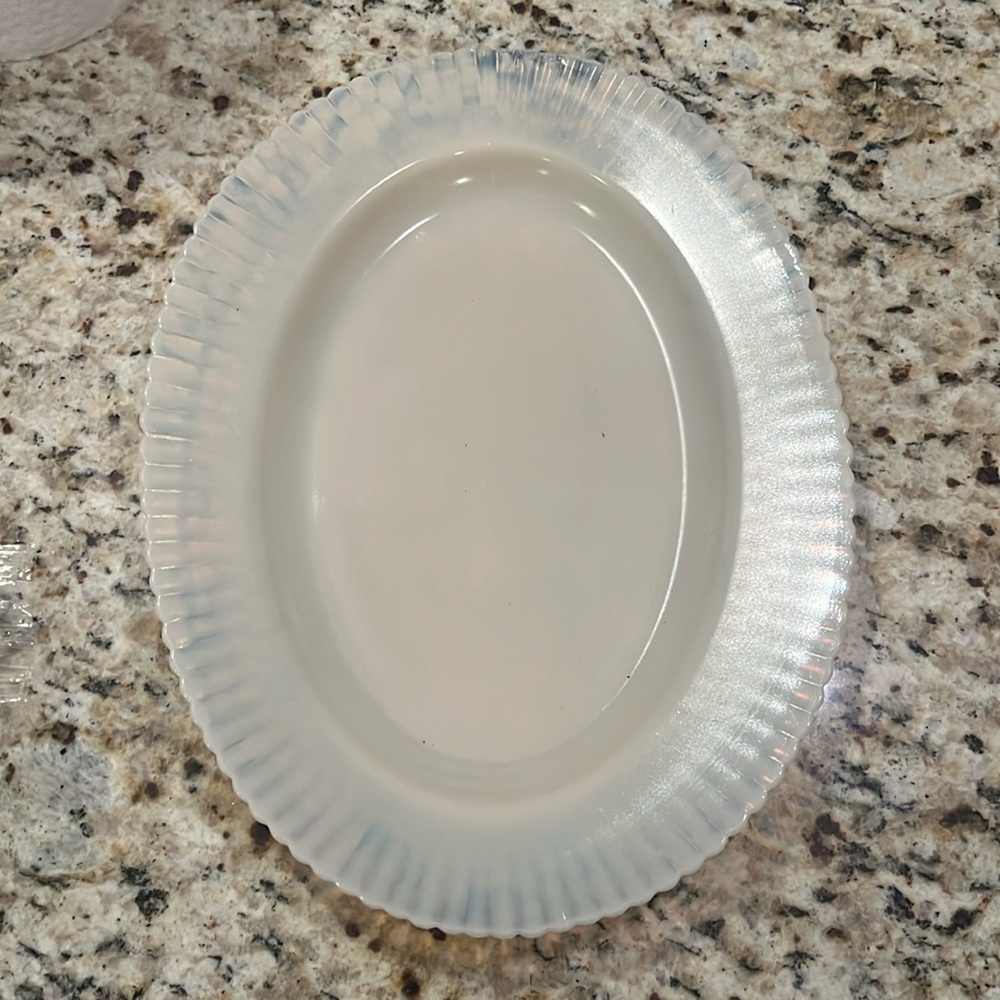 Macbeth Evans cremas petalware oval platter vintage glass 1930-1942